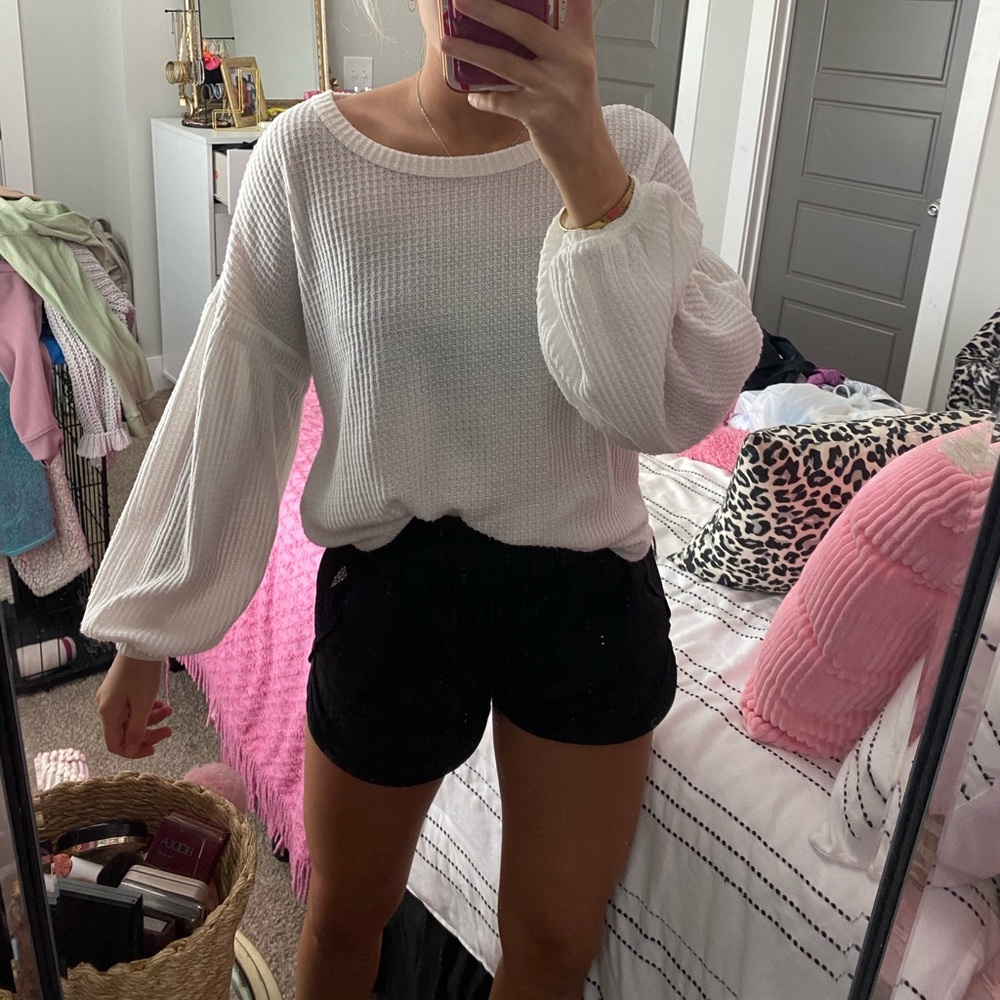 Waffle knit sweater top